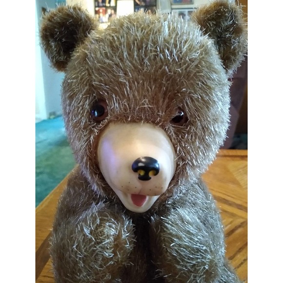 Teddy Bear rubber face vintage stuffed wood wool filled Carnival prize 1950s - Picture 9 of 11